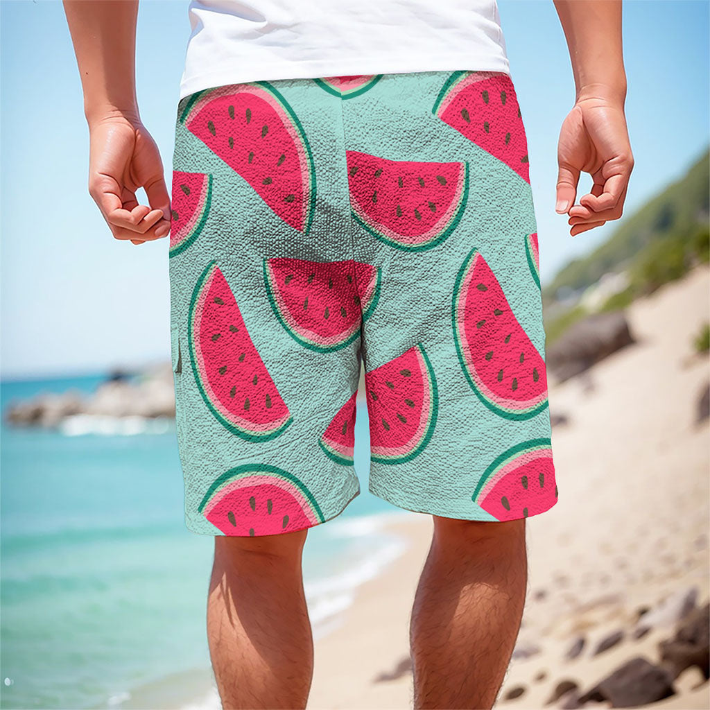 Blue Cute Watermelon Pattern Print Men's Cargo Shorts