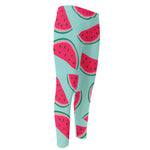 Blue Cute Watermelon Pattern Print Men's Compression Pants