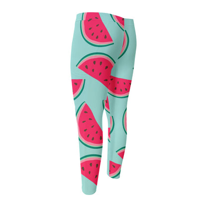 Blue Cute Watermelon Pattern Print Men's Compression Pants