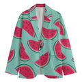 Blue Cute Watermelon Pattern Print Men's Cotton Blazer