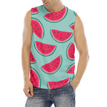 Blue Cute Watermelon Pattern Print Men's Fitness Tank Top