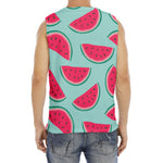 Blue Cute Watermelon Pattern Print Men's Fitness Tank Top