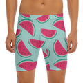 Blue Cute Watermelon Pattern Print Men's Long Boxer Briefs