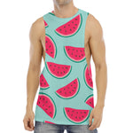 Blue Cute Watermelon Pattern Print Men's Muscle Tank Top