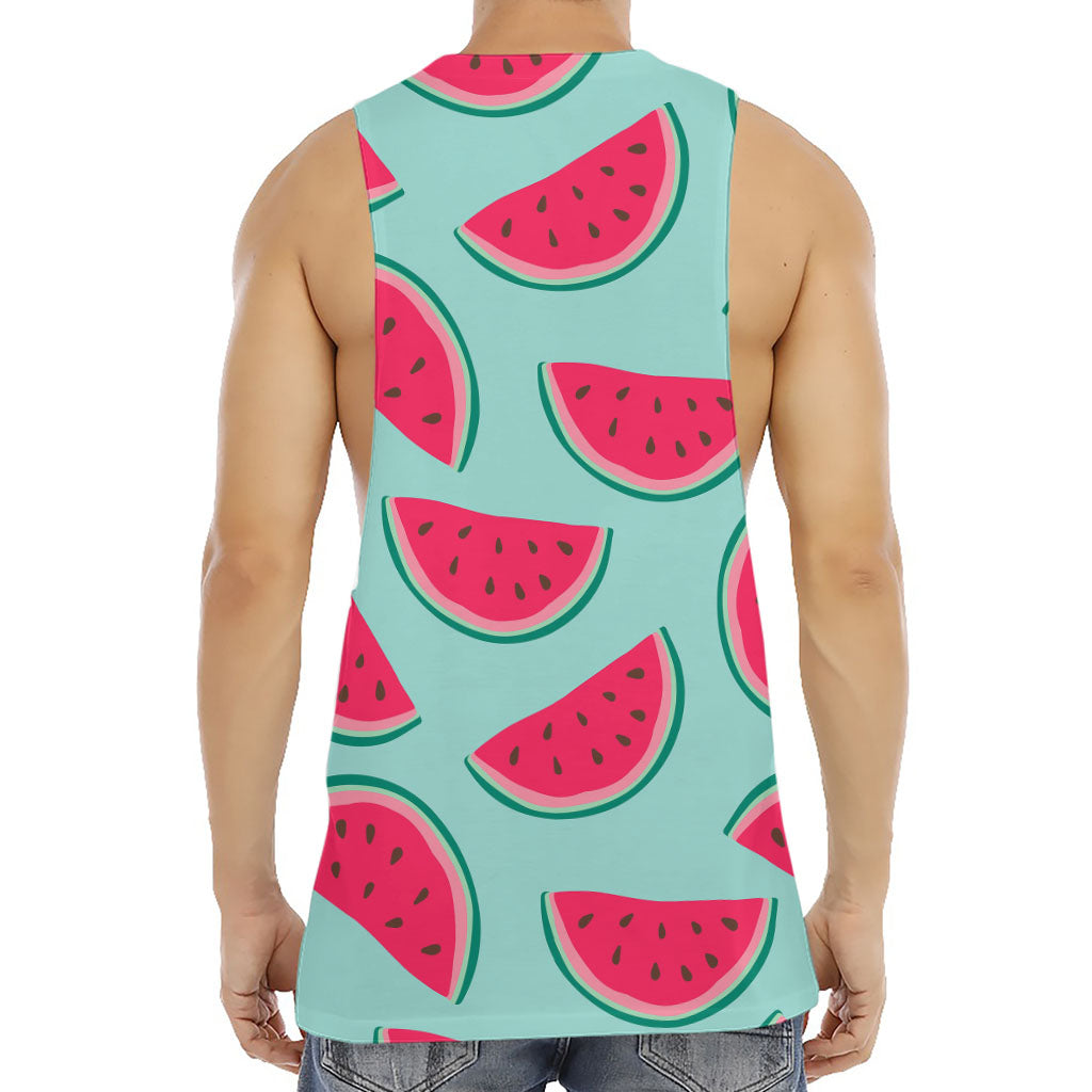 Blue Cute Watermelon Pattern Print Men's Muscle Tank Top