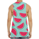 Blue Cute Watermelon Pattern Print Men's Muscle Tank Top