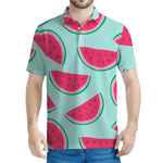 Blue Cute Watermelon Pattern Print Men's Polo Shirt