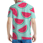 Blue Cute Watermelon Pattern Print Men's Polo Shirt