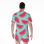 Blue Cute Watermelon Pattern Print Men's Rompers