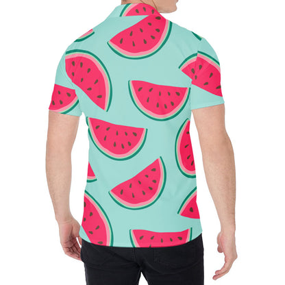 Blue Cute Watermelon Pattern Print Men's Shirt