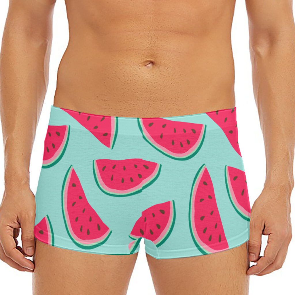 Blue Cute Watermelon Pattern Print Men's Short Boxer Briefs
