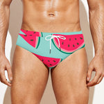 Blue Cute Watermelon Pattern Print Men's Swim Briefs