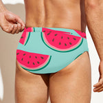 Blue Cute Watermelon Pattern Print Men's Swim Briefs