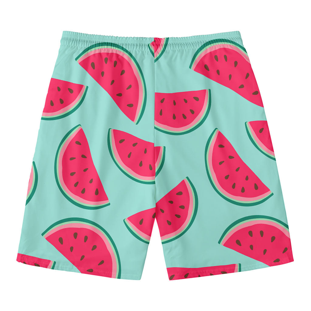 Blue Cute Watermelon Pattern Print Men's Swim Trunks
