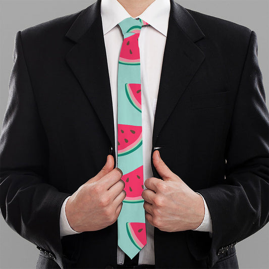 Blue Cute Watermelon Pattern Print Necktie