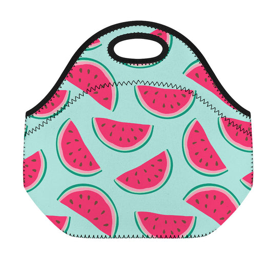 Blue Cute Watermelon Pattern Print Neoprene Lunch Bag