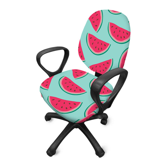 Blue Cute Watermelon Pattern Print Office Chair Cover