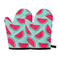Blue Cute Watermelon Pattern Print Oven Mitts