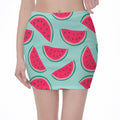 Blue Cute Watermelon Pattern Print Pencil Mini Skirt