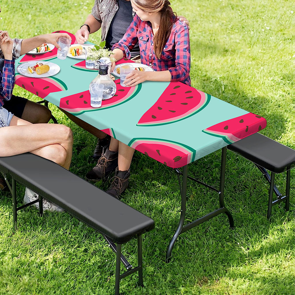 Blue Cute Watermelon Pattern Print Picnic Table Cover