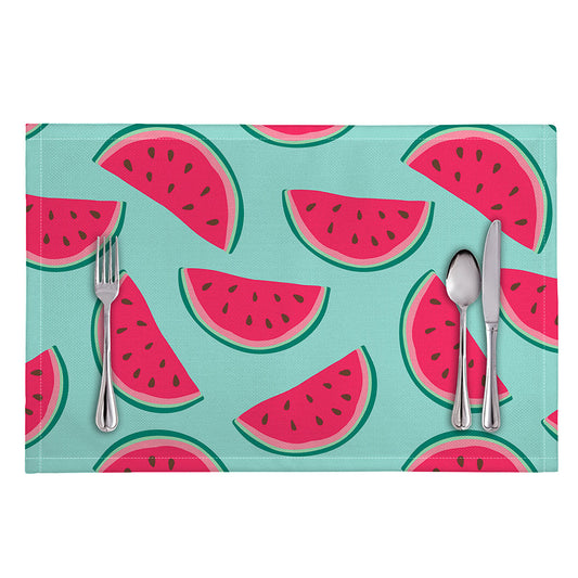 Blue Cute Watermelon Pattern Print Placemat