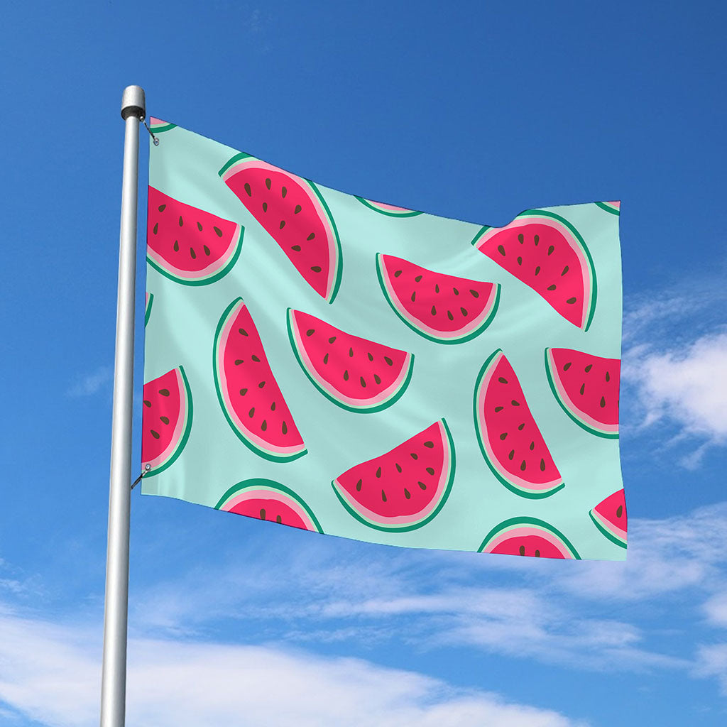 Blue Cute Watermelon Pattern Print Polyester Flag