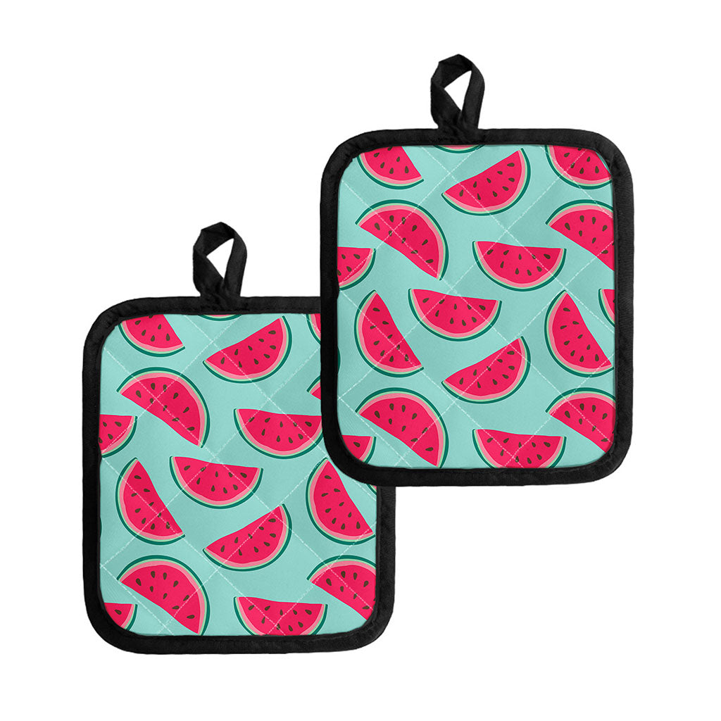 Blue Cute Watermelon Pattern Print Pot Holders