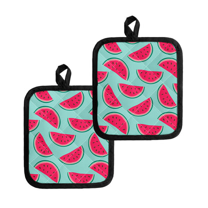 Blue Cute Watermelon Pattern Print Pot Holders