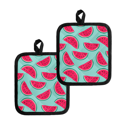 Blue Cute Watermelon Pattern Print Pot Holders
