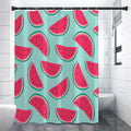 Blue Cute Watermelon Pattern Print Premium Shower Curtain