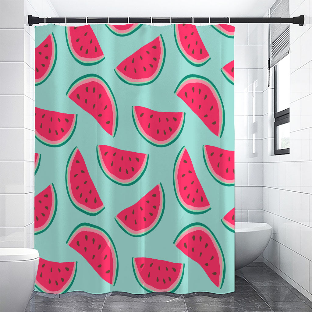Blue Cute Watermelon Pattern Print Premium Shower Curtain