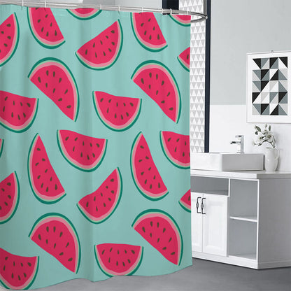 Blue Cute Watermelon Pattern Print Premium Shower Curtain