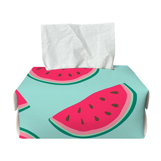 Blue Cute Watermelon Pattern Print Rectangle Tissue Box Cover