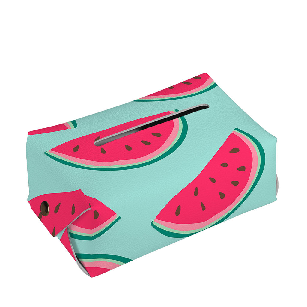 Blue Cute Watermelon Pattern Print Rectangle Tissue Box Cover