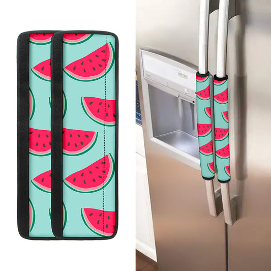 Blue Cute Watermelon Pattern Print Refrigerator Handle Covers