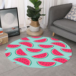Blue Cute Watermelon Pattern Print Round Rug