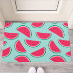 Blue Cute Watermelon Pattern Print Rubber Doormat