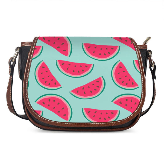 Blue Cute Watermelon Pattern Print Saddle Bag