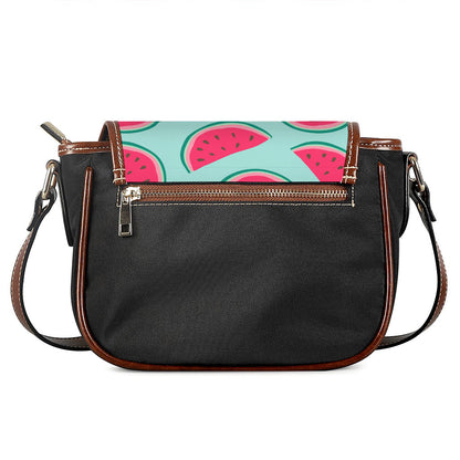 Blue Cute Watermelon Pattern Print Saddle Bag