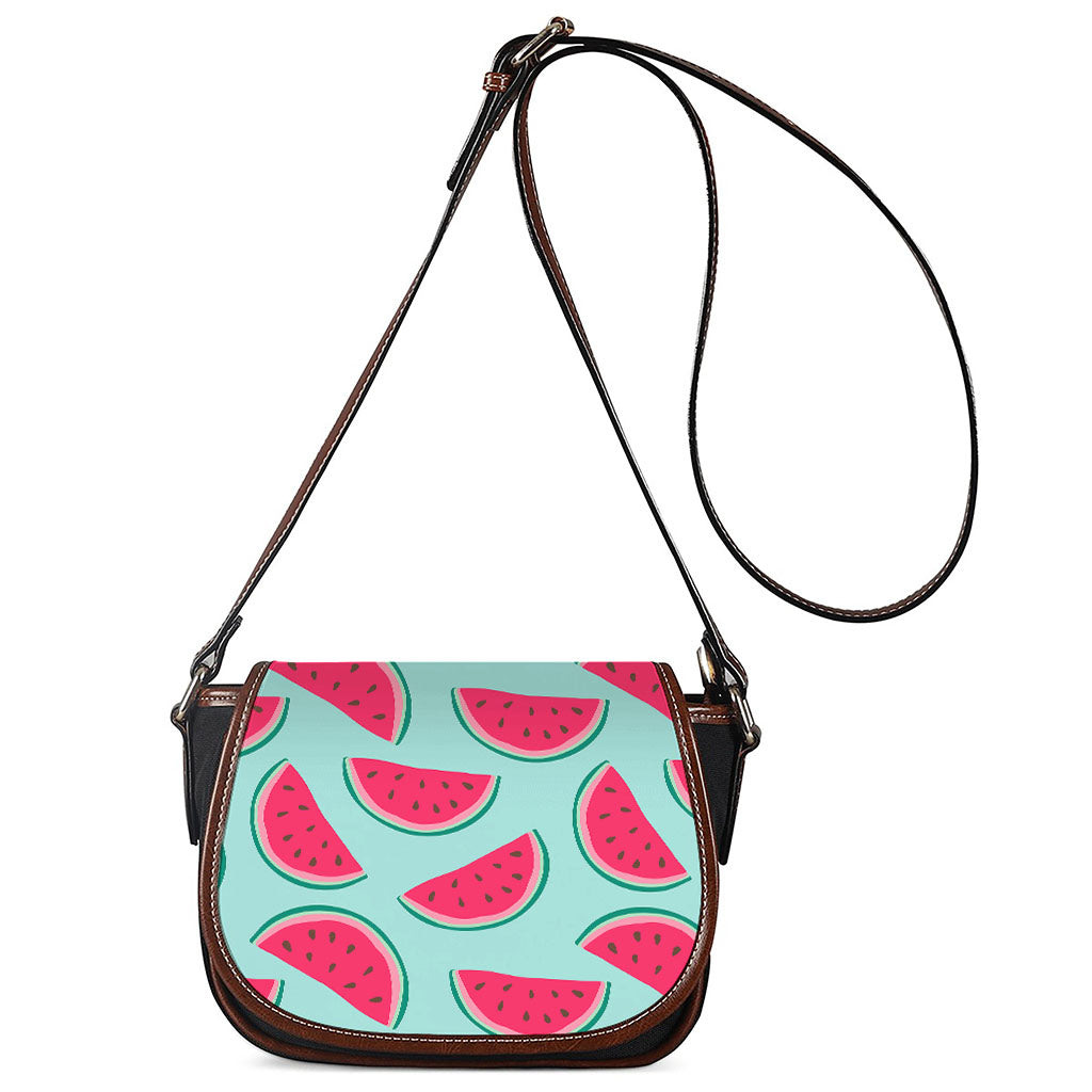 Blue Cute Watermelon Pattern Print Saddle Bag