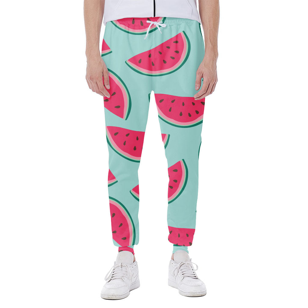 Blue Cute Watermelon Pattern Print Scuba Joggers