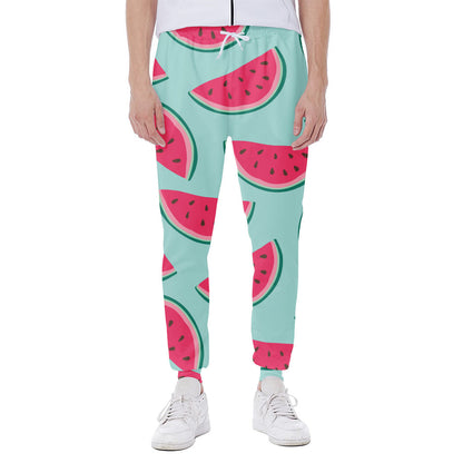 Blue Cute Watermelon Pattern Print Scuba Joggers
