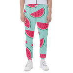 Blue Cute Watermelon Pattern Print Scuba Joggers