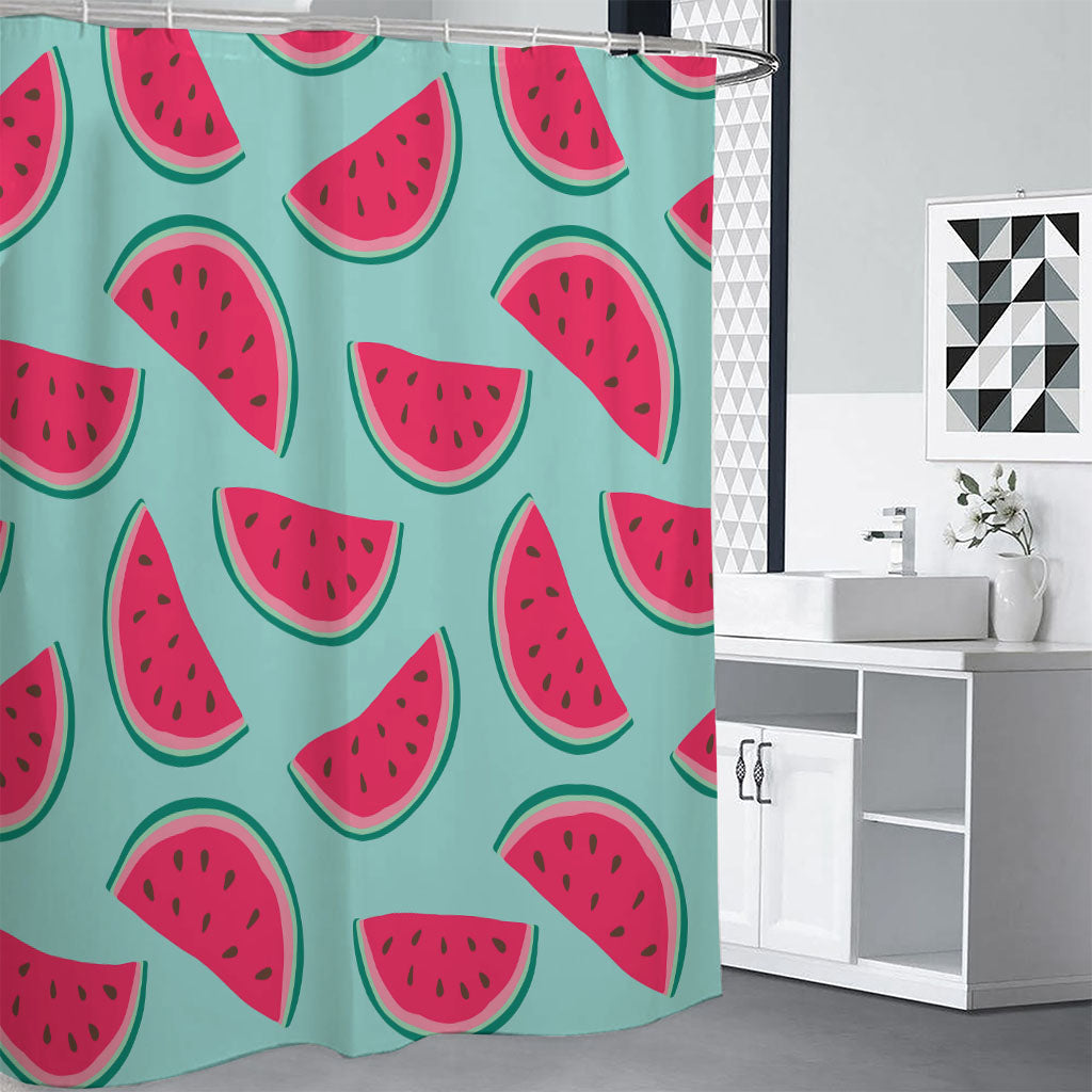 Blue Cute Watermelon Pattern Print Shower Curtain