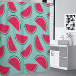 Blue Cute Watermelon Pattern Print Shower Curtain