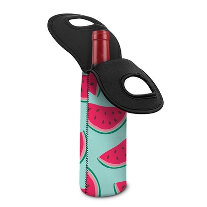 Blue Cute Watermelon Pattern Print Single Neoprene Wine Tote