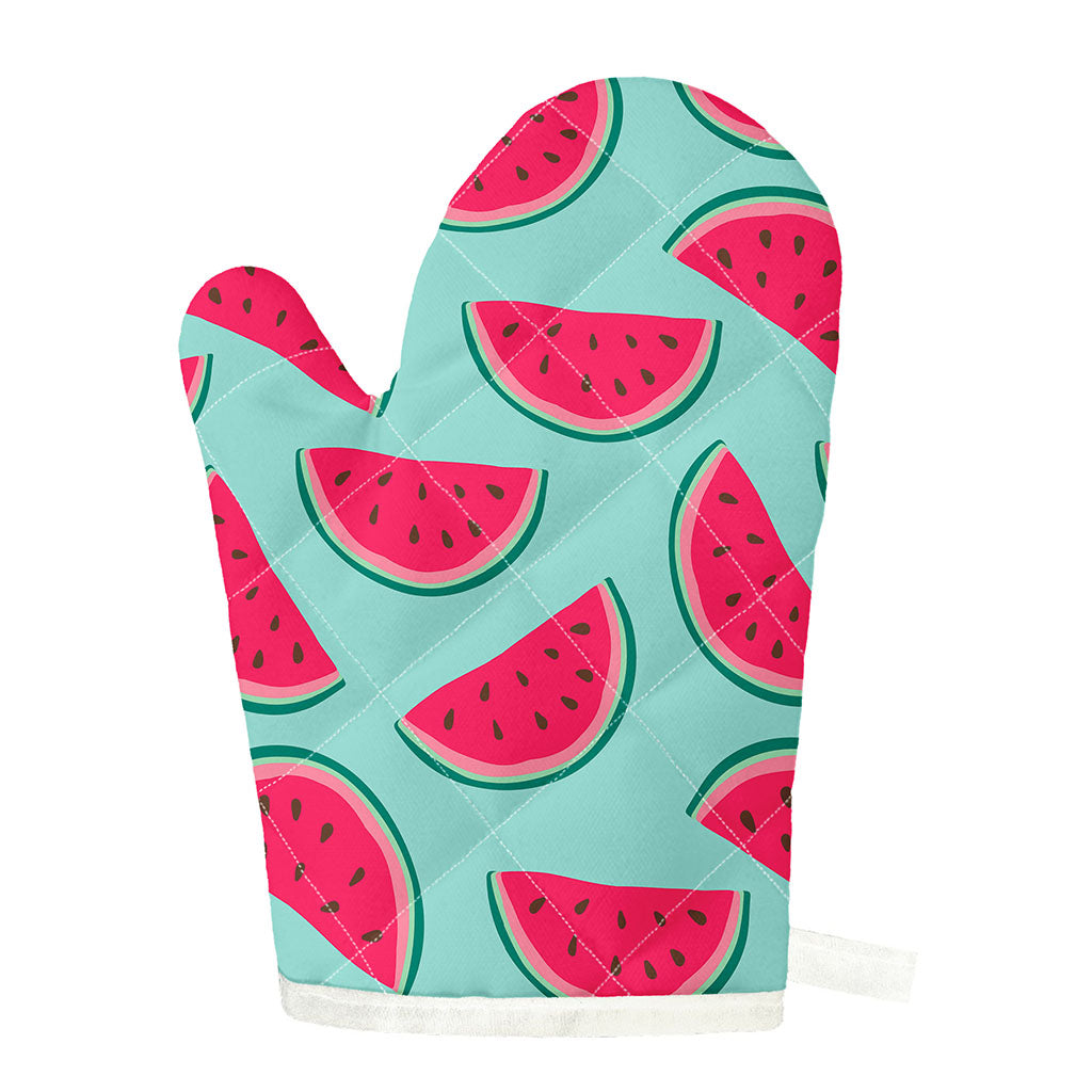 Blue Cute Watermelon Pattern Print Single Oven Mitt