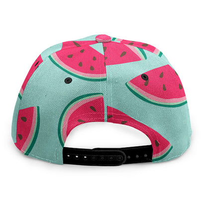 Blue Cute Watermelon Pattern Print Snapback Cap