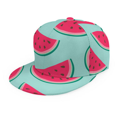 Blue Cute Watermelon Pattern Print Snapback Cap