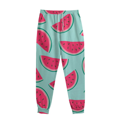 Blue Cute Watermelon Pattern Print Sweatpants